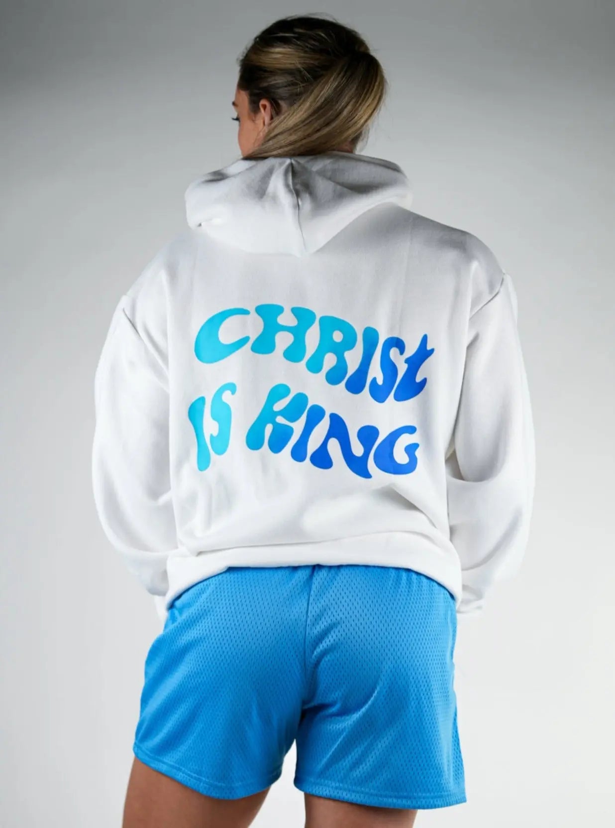 Christ Is King Hoodie - White/Blue HolStrength