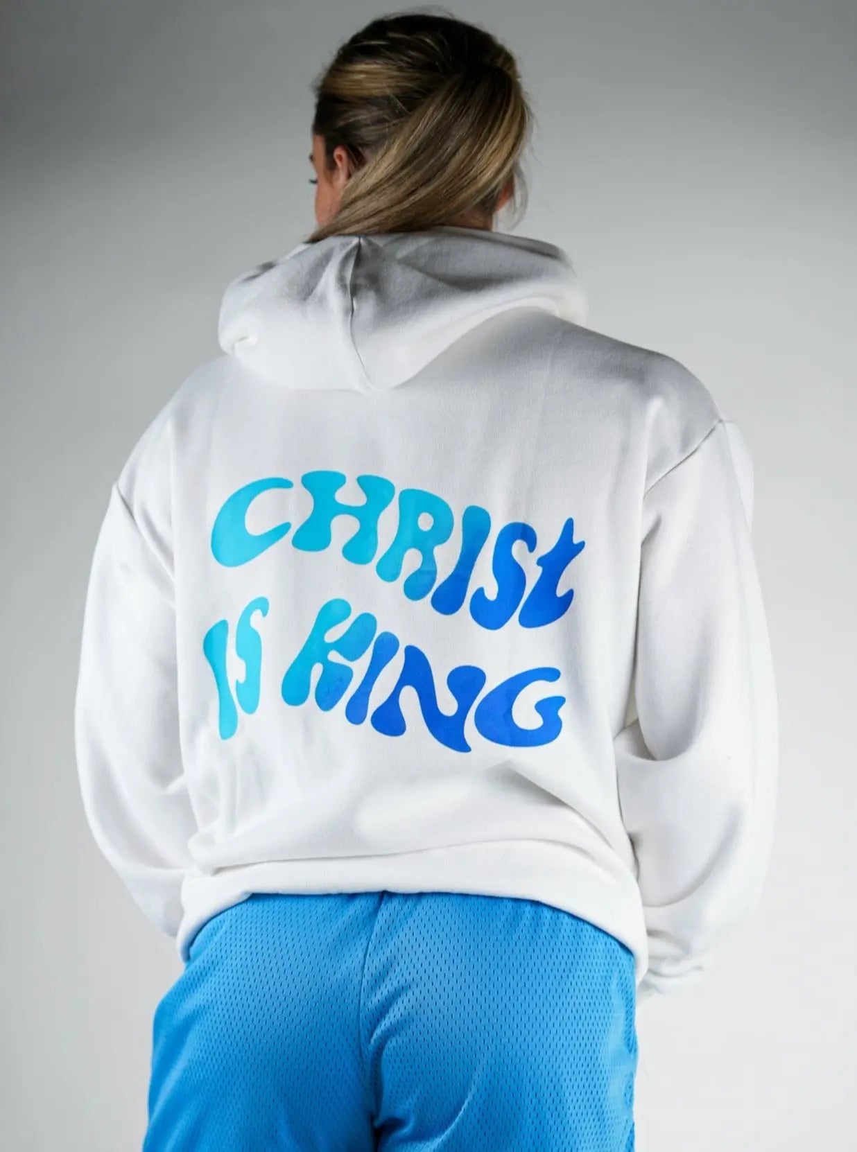 Christ Is King Hoodie - White/Blue HolStrength