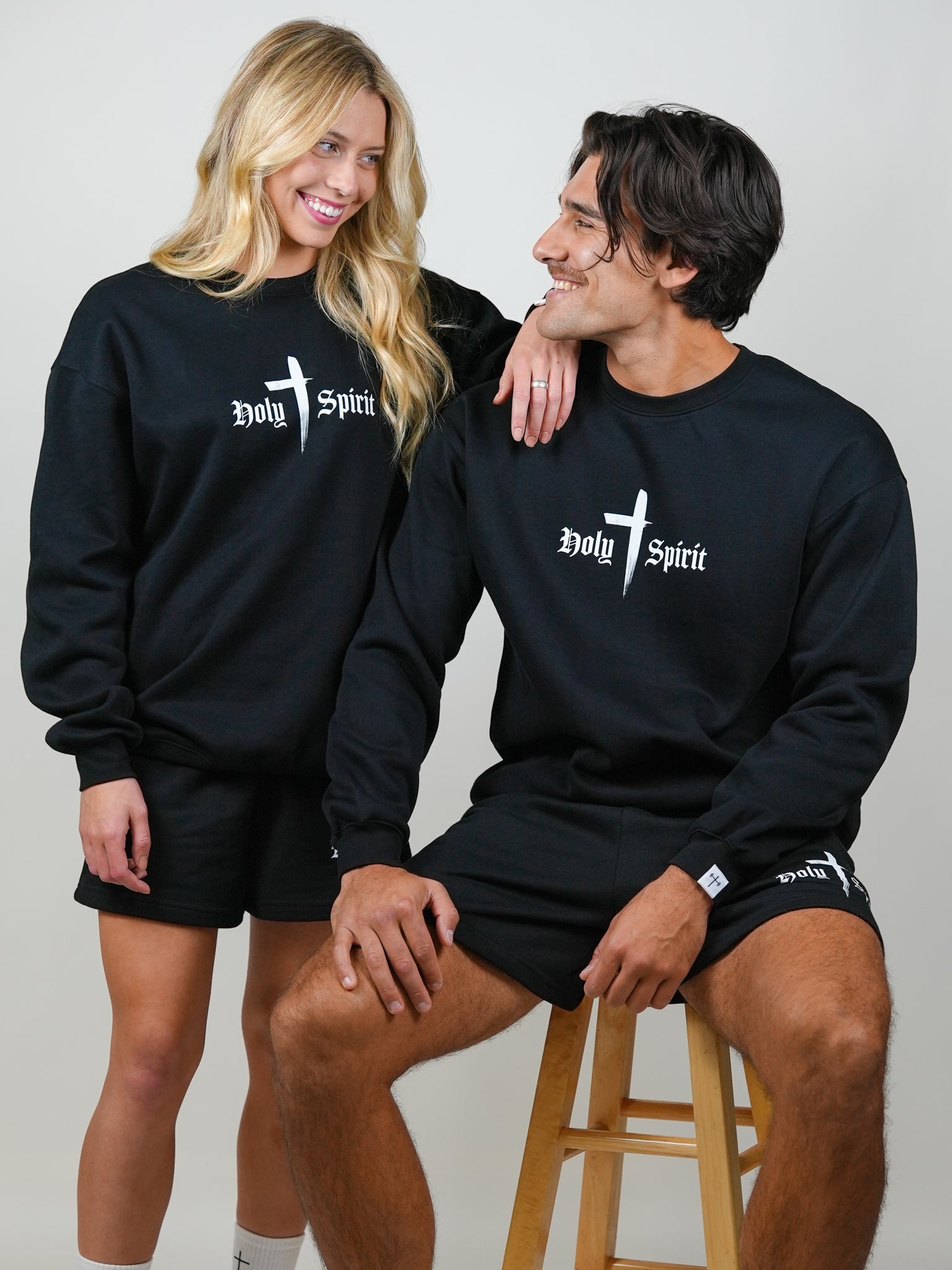 Holy Spirit Comfort Crewneck/Short Set - Black