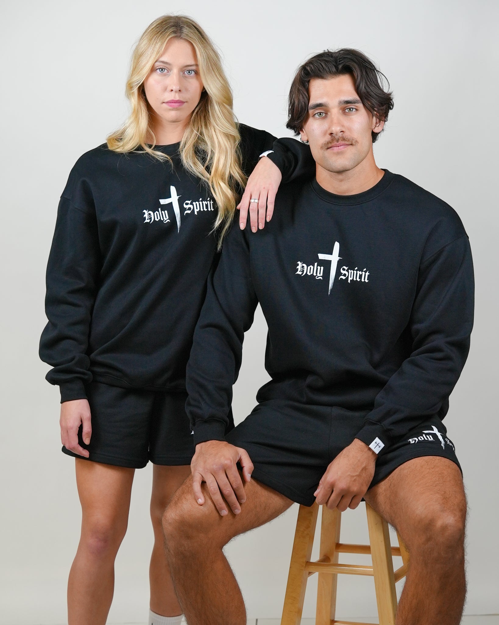 Holy Spirit Comfort Crewneck/Short Set - Black