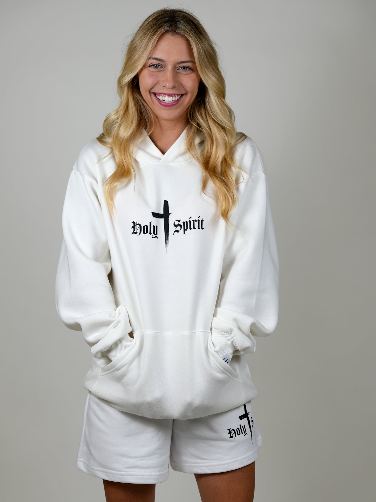 Holy Spirit Comfort Hoodie/Short Set - White