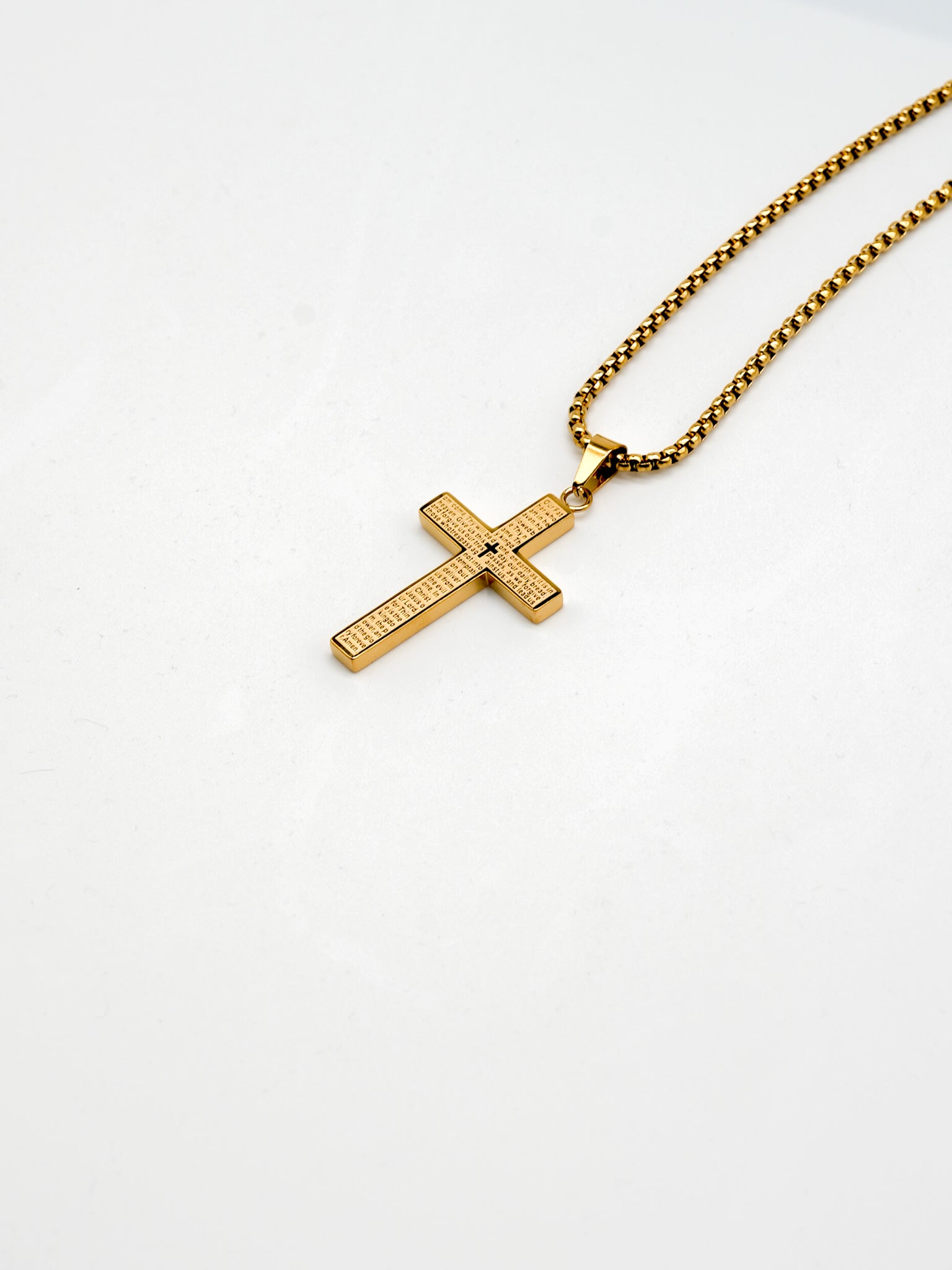 Lord's Prayer Cross Pendant Necklace