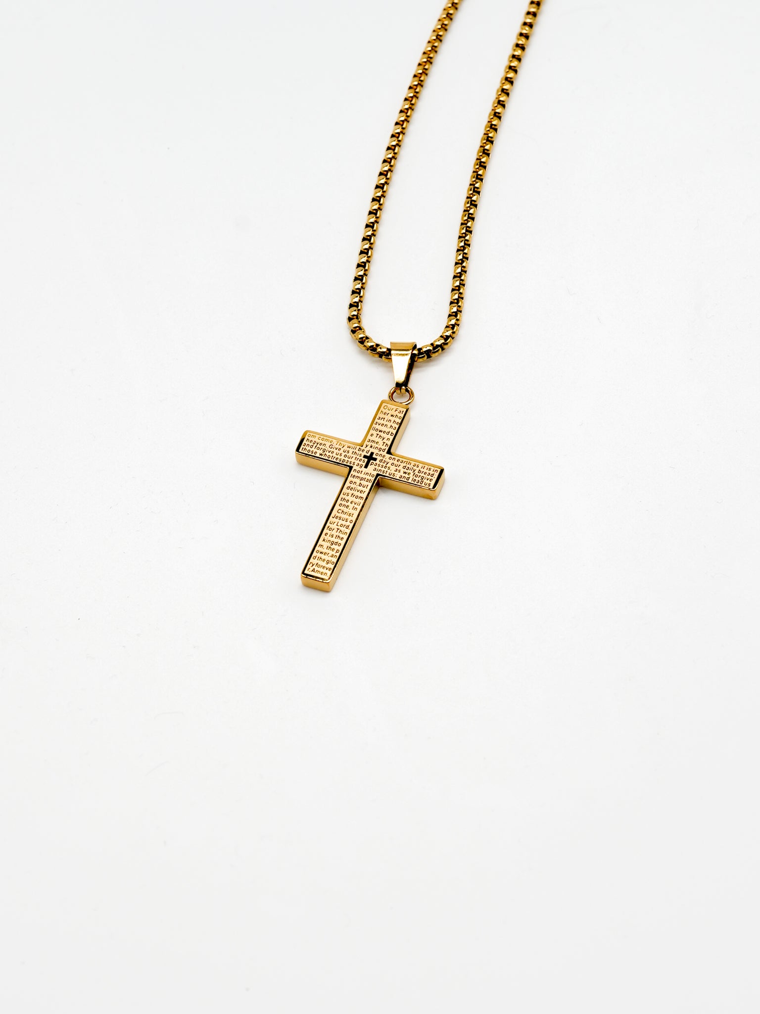 Lord's Prayer Cross Pendant Necklace