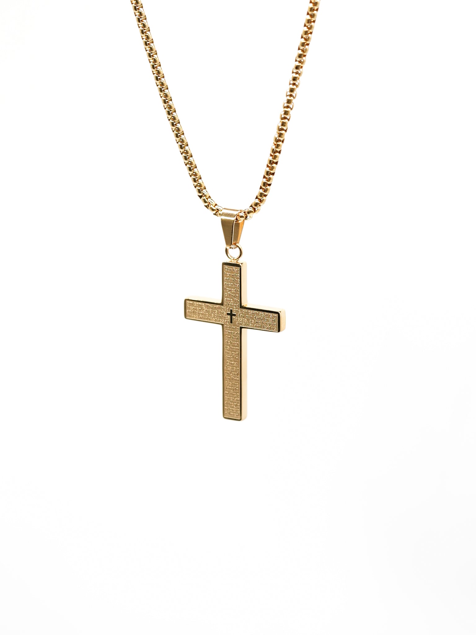 Lord's Prayer Cross Pendant Necklace