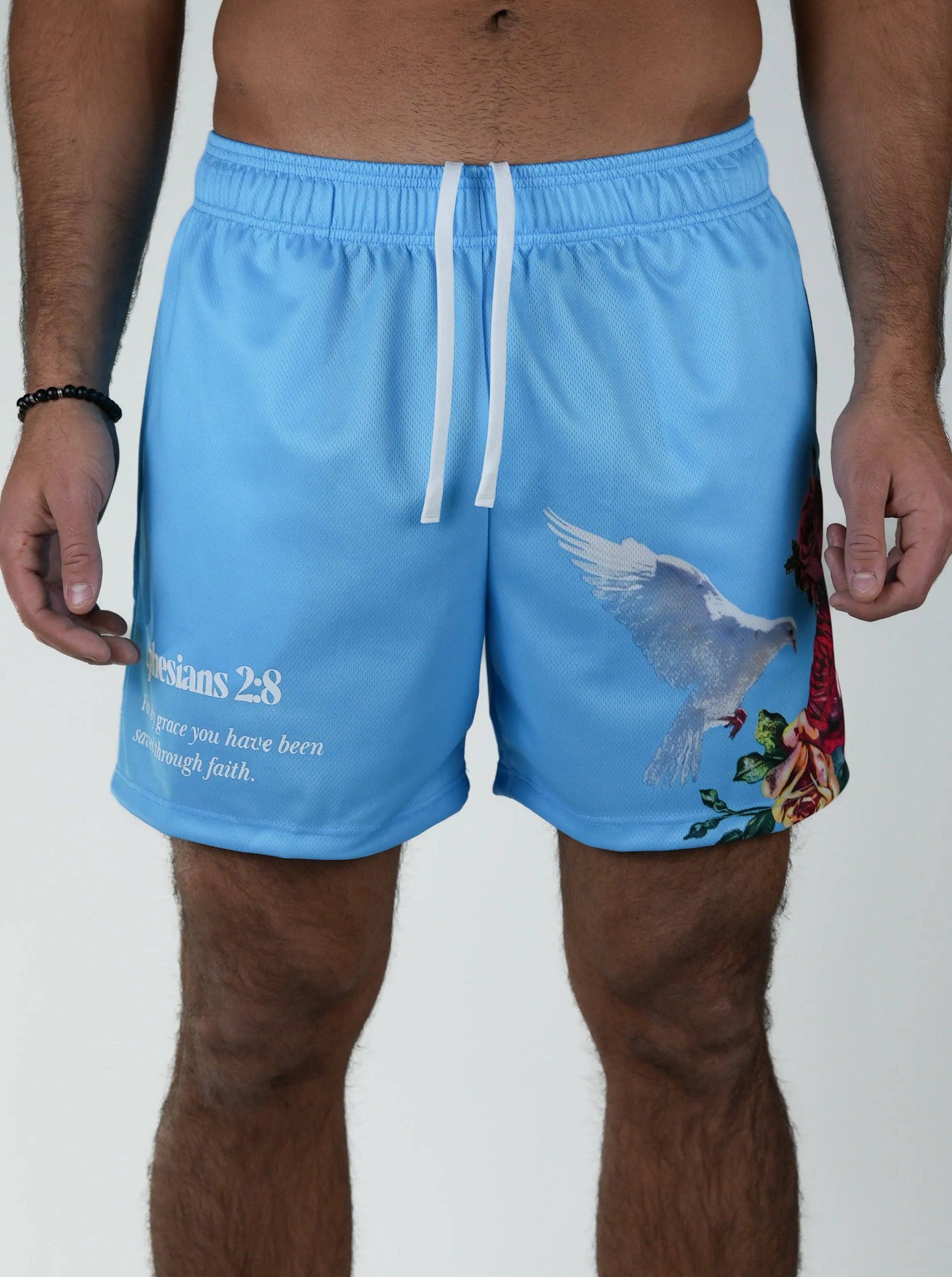 Ephesians 2:8 Dove Shorts - Blue HolStrength