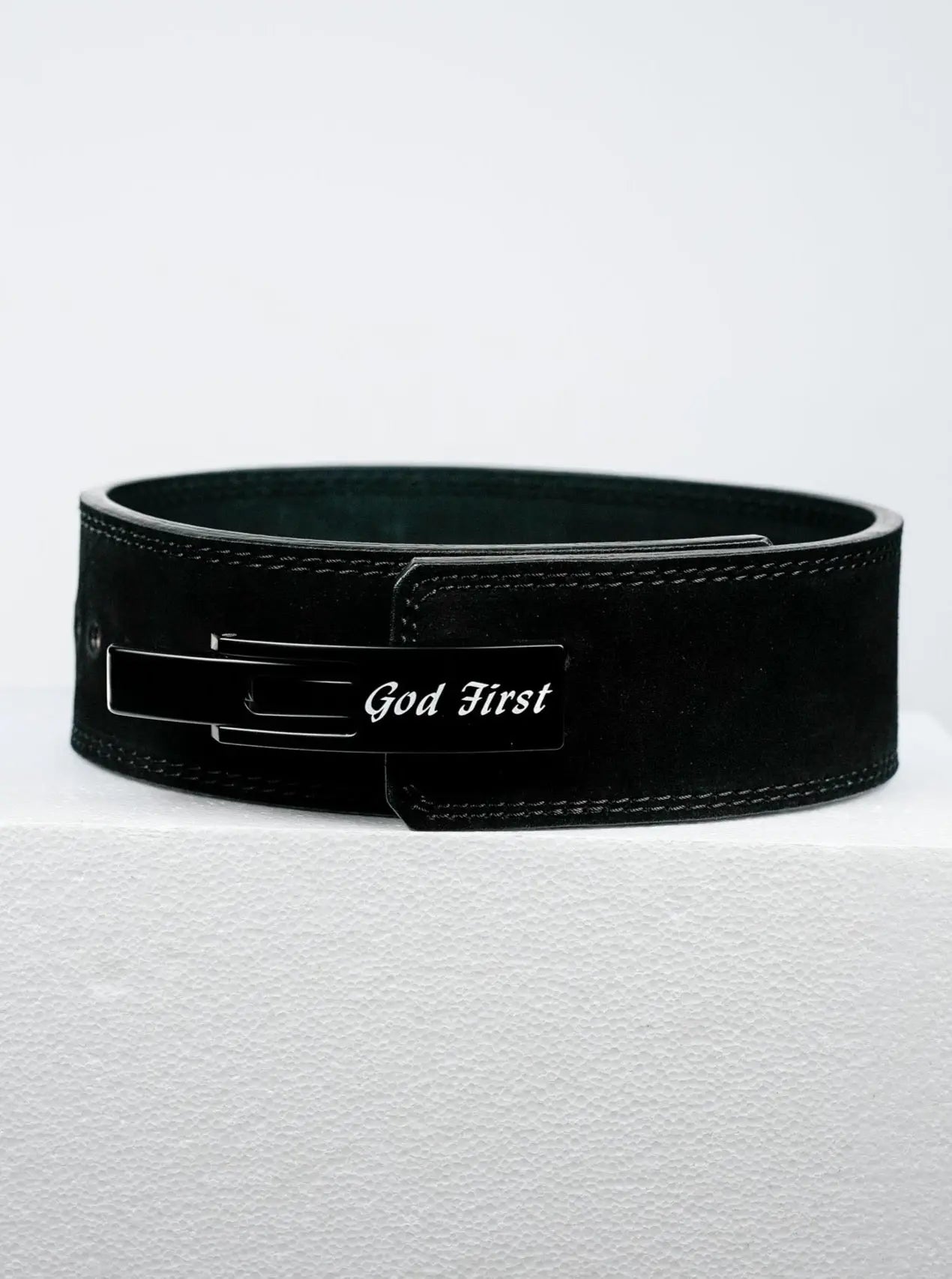 God First 10MM Lever Suede Belt - Black HolStrength