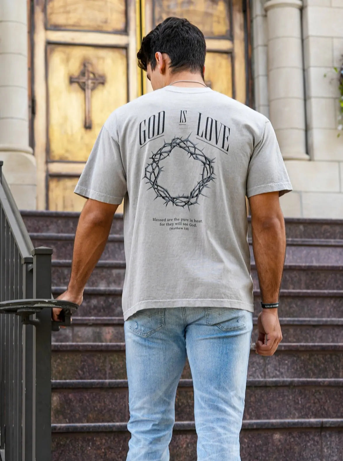 God Is Love Tee - Grey HolStrength