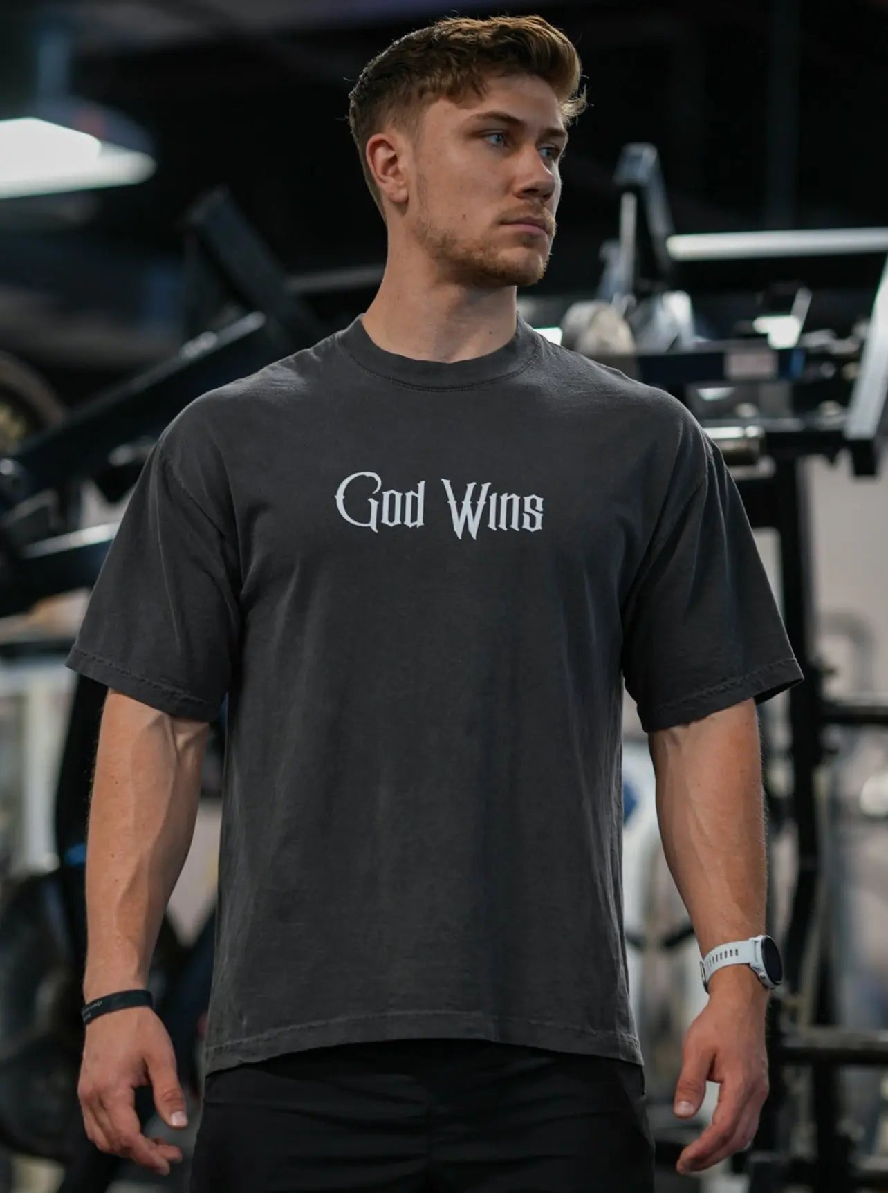 God Wins Tee - Vintage Black HolStrength