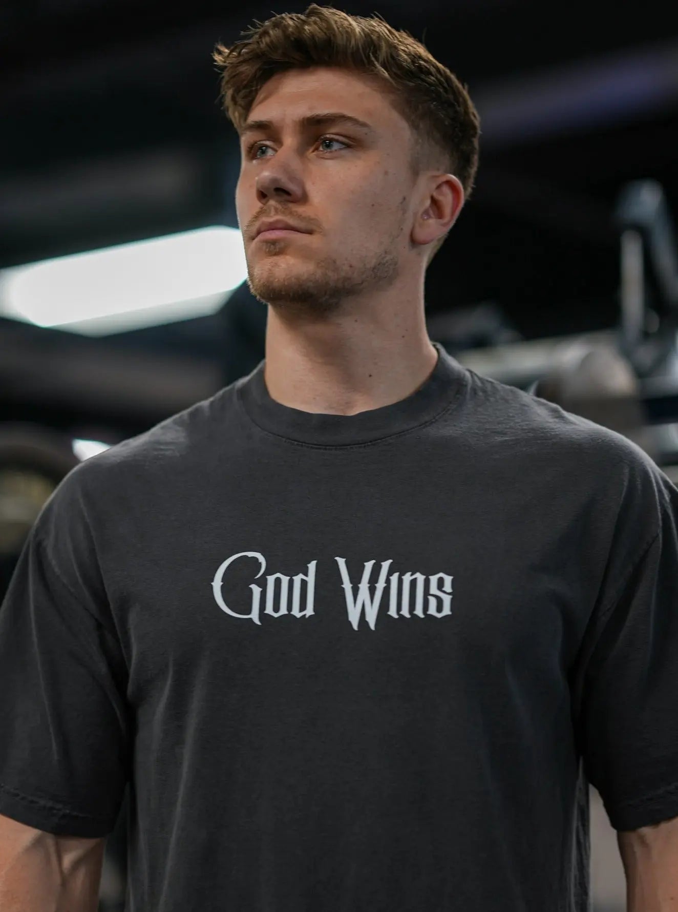 God Wins Tee - Vintage Black HolStrength