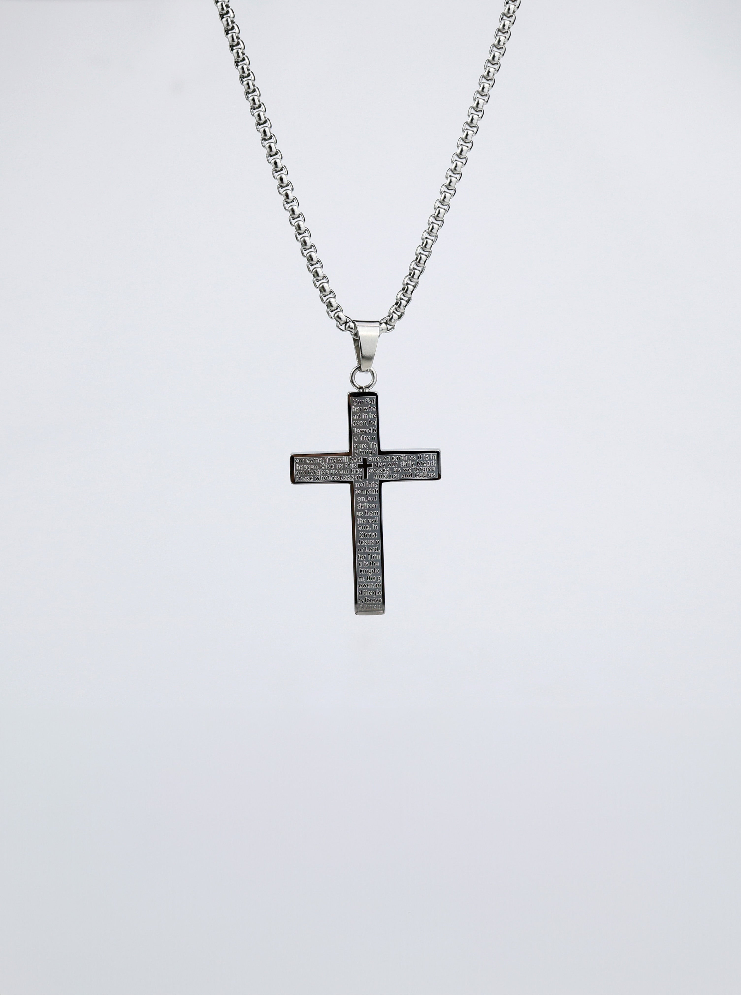 Lord's Prayer Cross Pendant Necklace