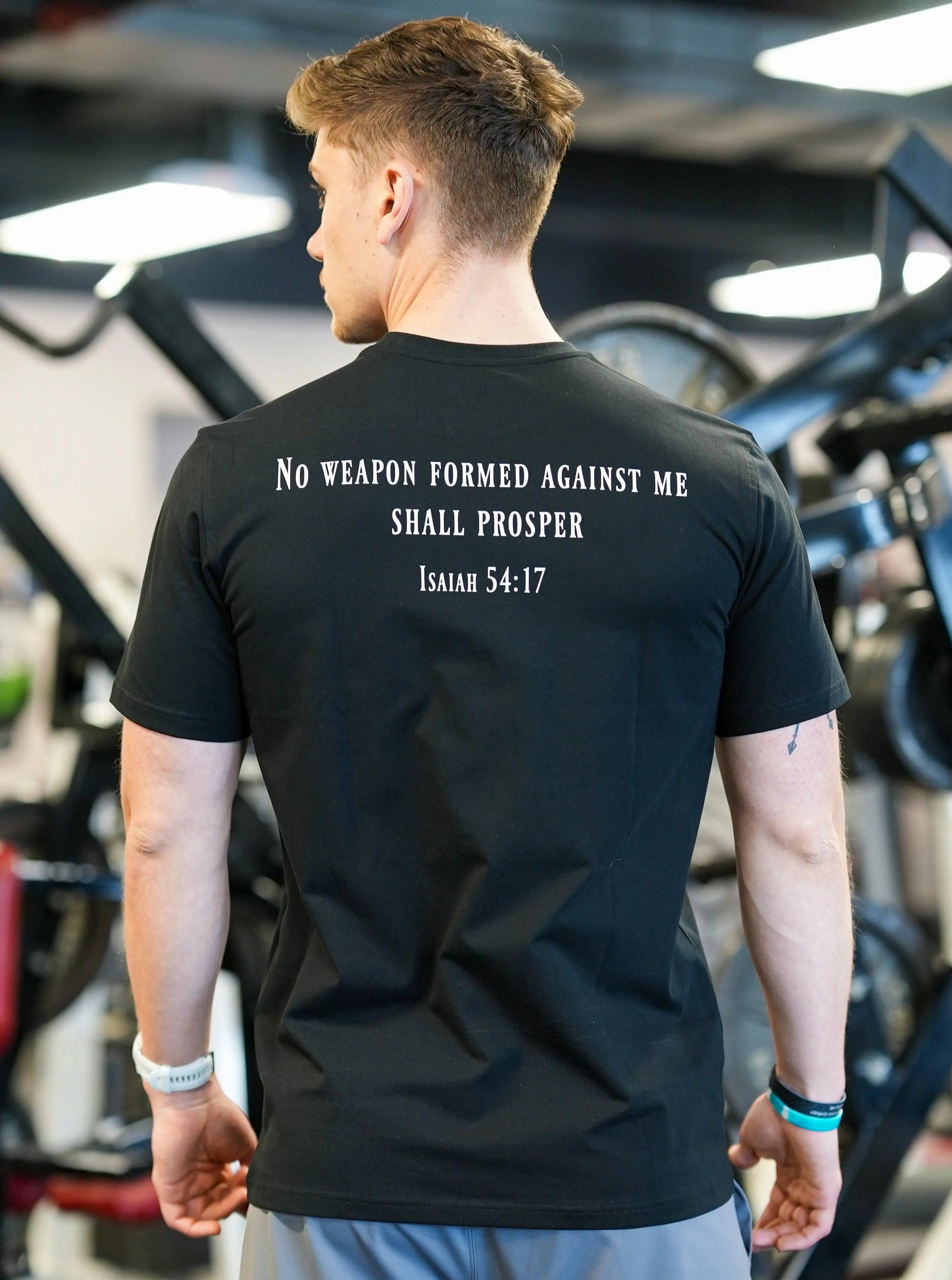 Isaiah 54:17 Performance Tee - Black HolStrength