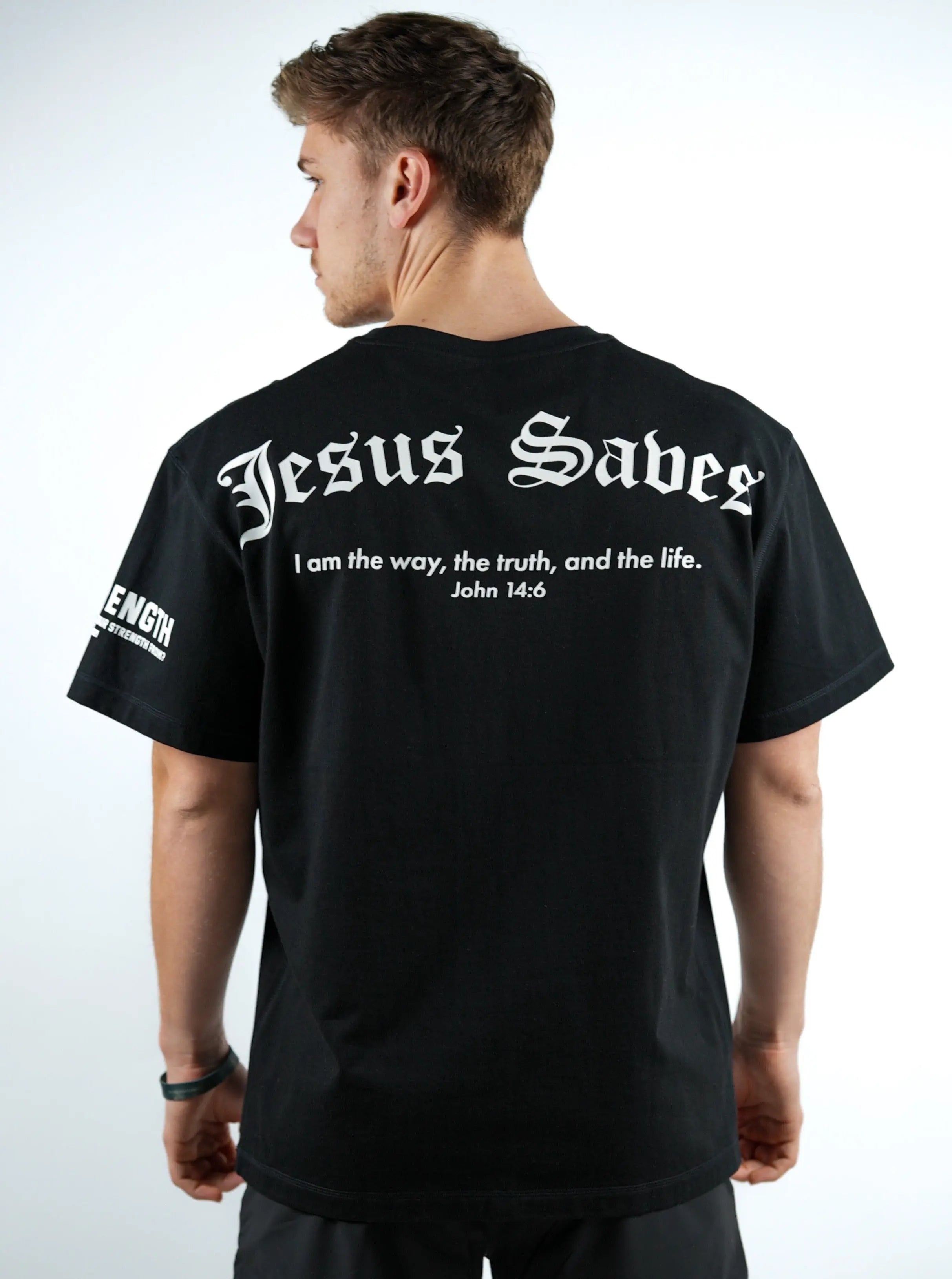 Jesus Saves Oversized Tee - Black HolStrength