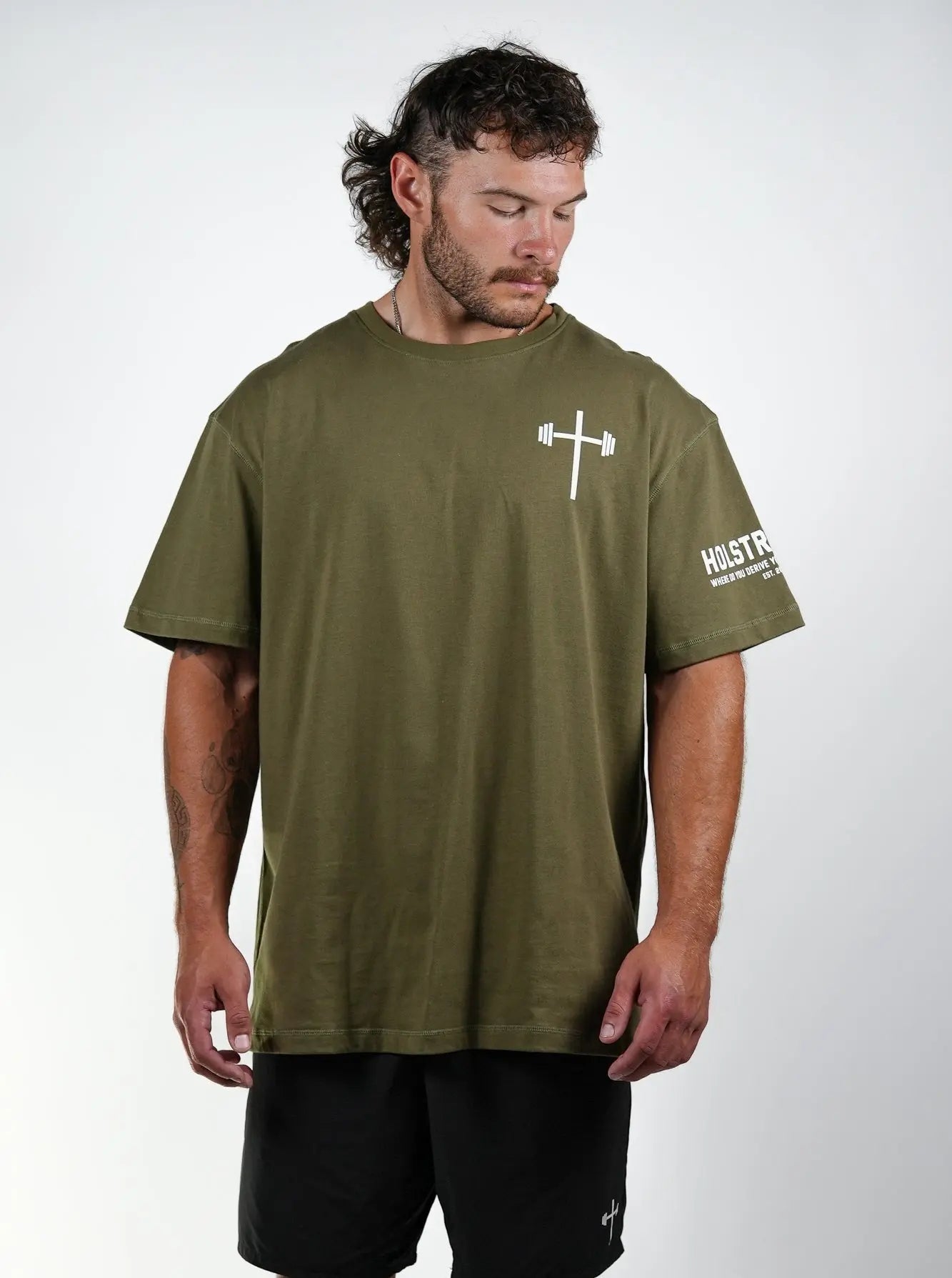 Man of God Oversized Tee - Military Green HolStrength