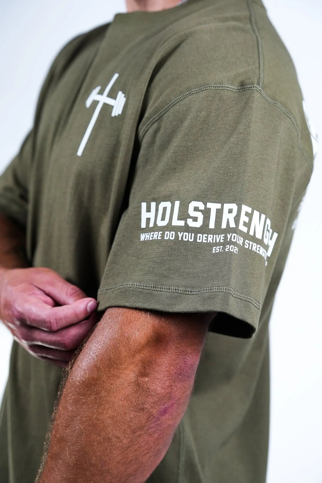 Man of God Oversized Tee - Military Green HolStrength