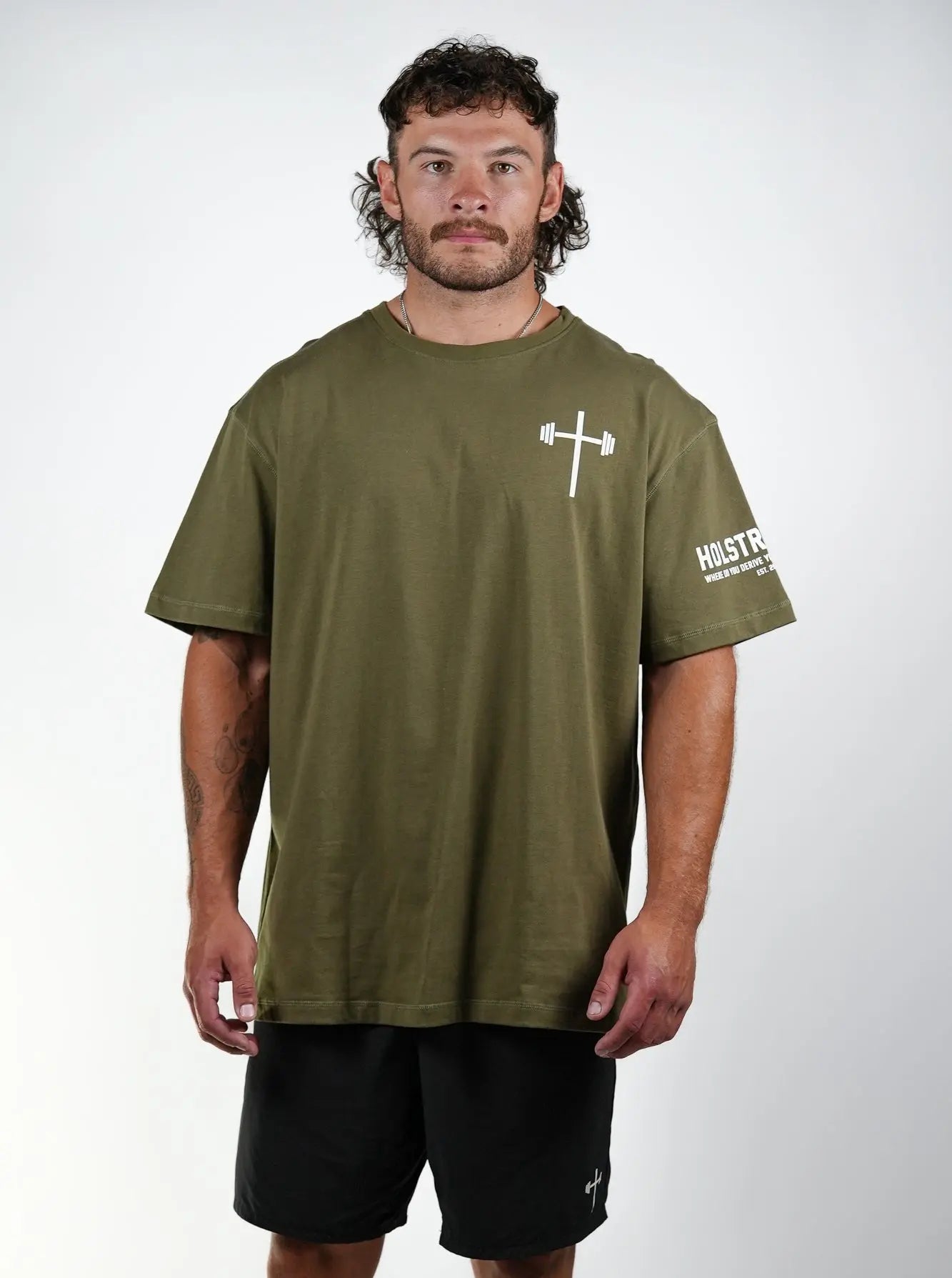 Man of God Oversized Tee - Military Green HolStrength