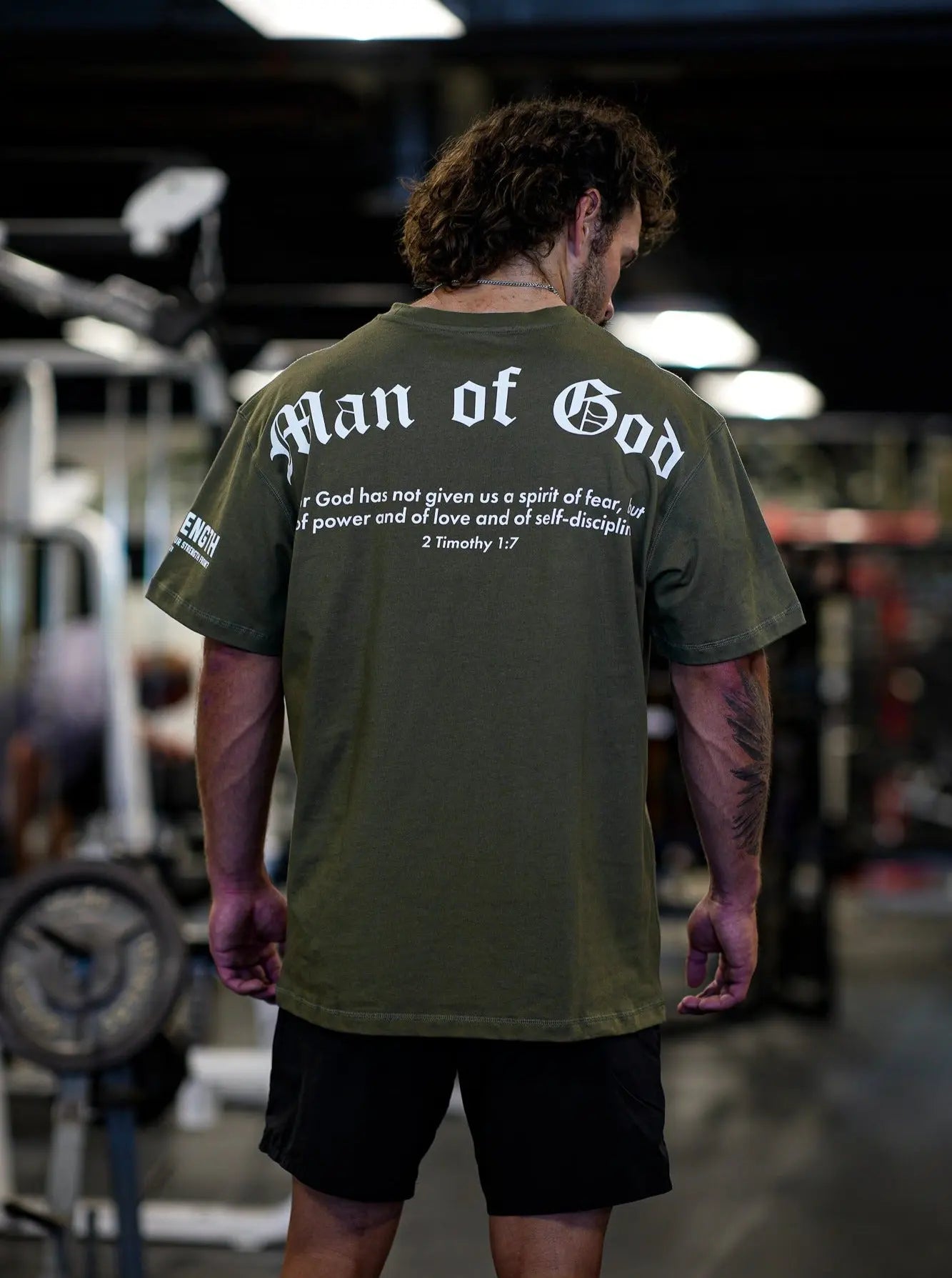 Man of God Oversized Tee - Military Green HolStrength