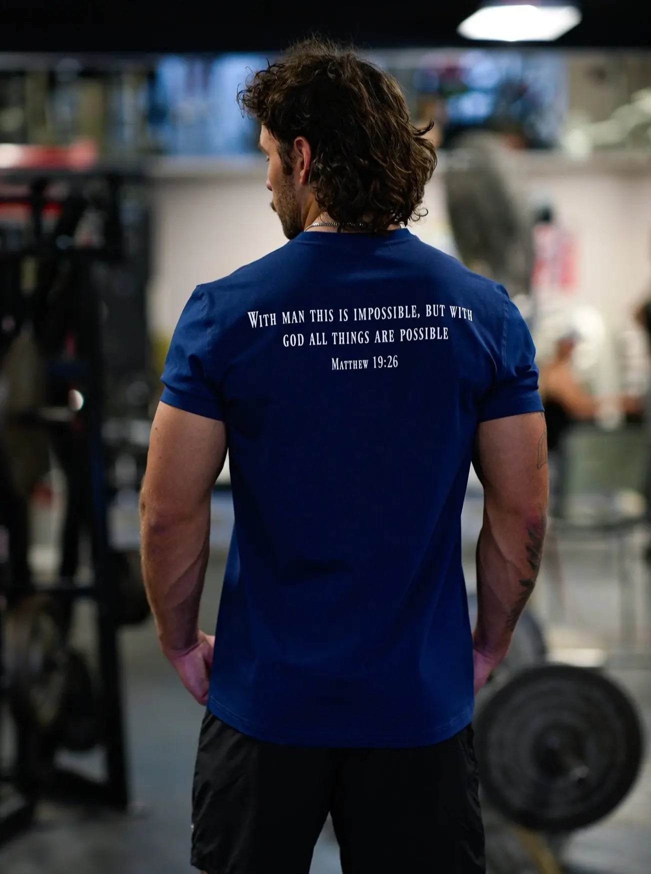 Matthew 19:26 Performance Tee - Navy Blue HolStrength