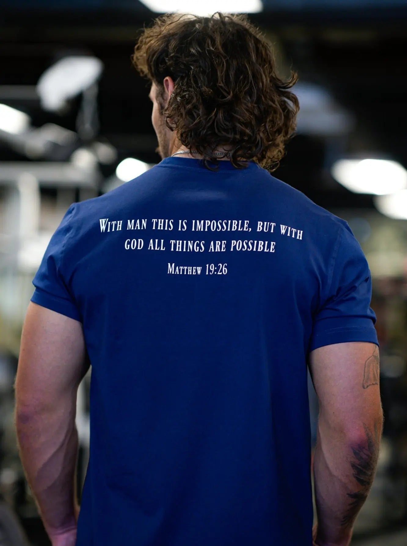 Matthew 19:26 Performance Tee - Navy Blue HolStrength