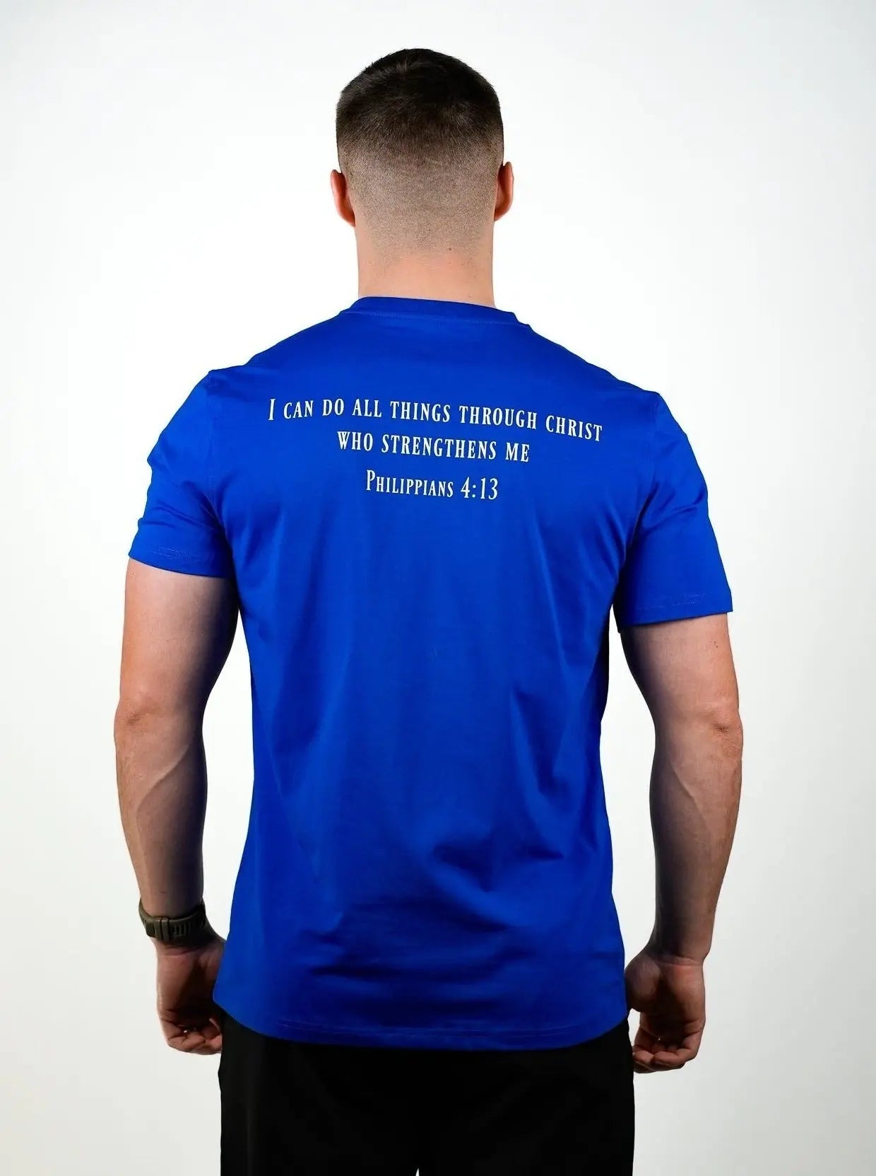 Philippians 4:13 Performance Tee - Blue HolStrength