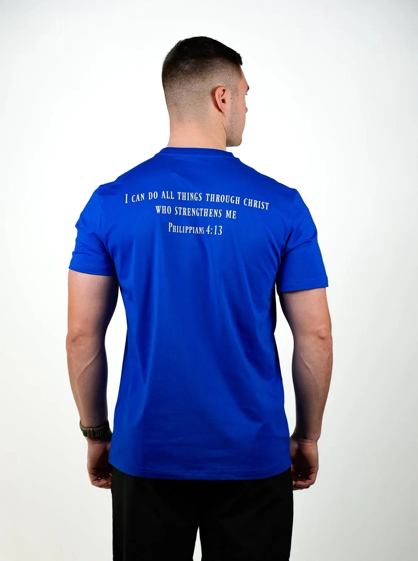 Philippians 4:13 Performance Tee - Blue HolStrength