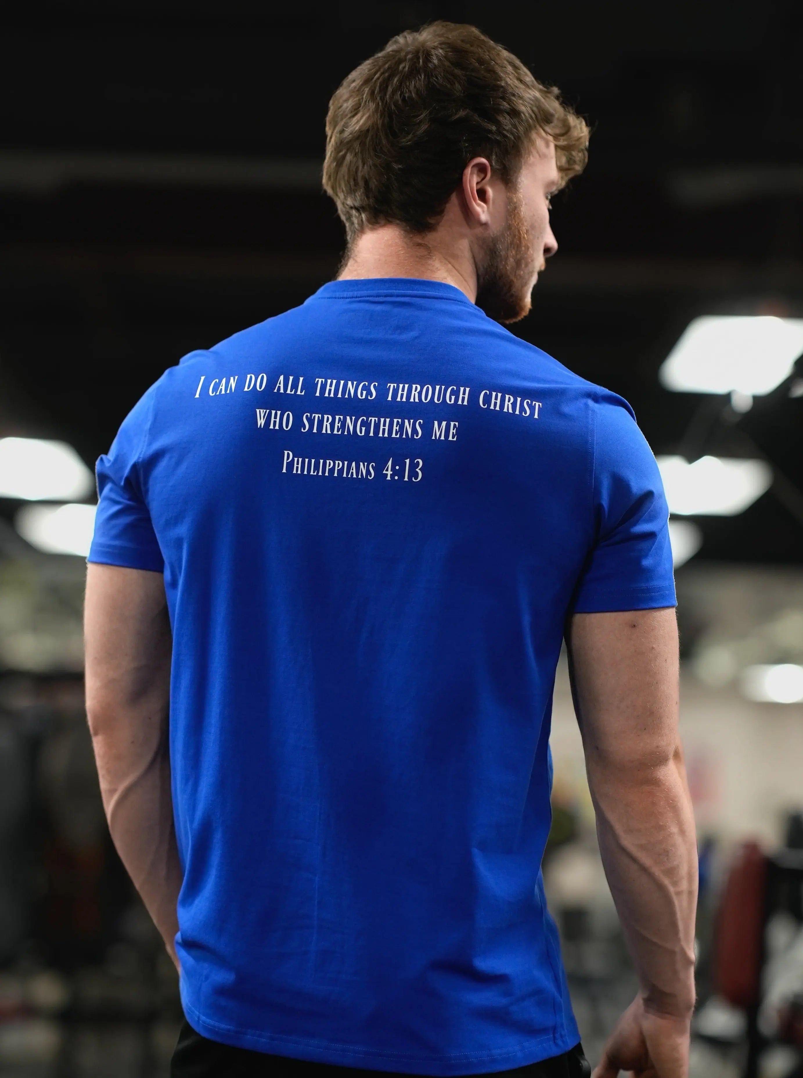 Philippians 4:13 Performance Tee - Blue HolStrength