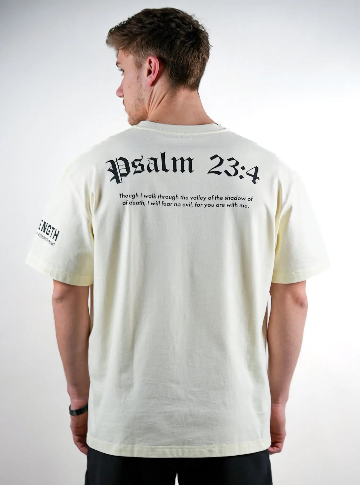 Psalm 23:4 Oversized Tee - Cream HolStrength