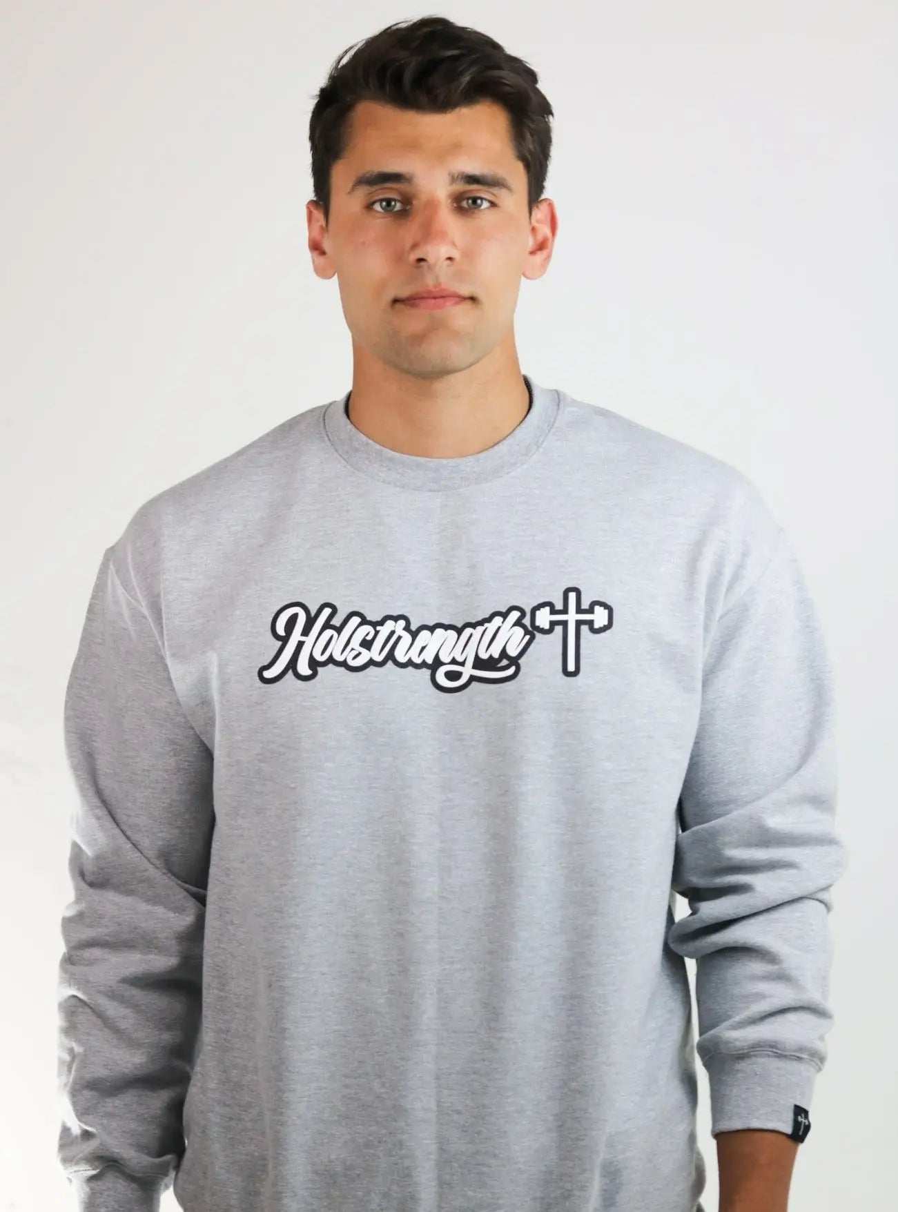 Puff Print Vintage Crew - Grey HolStrength