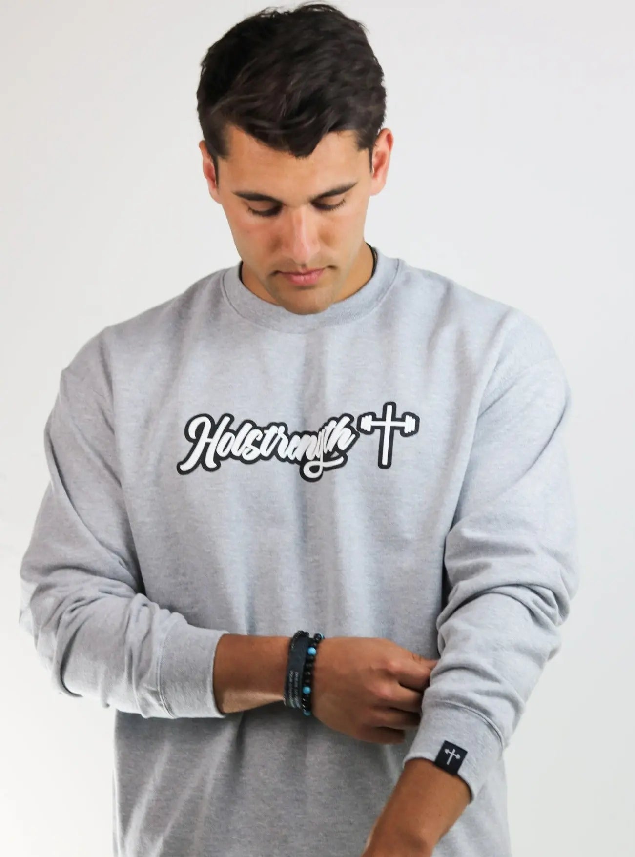 Puff Print Vintage Crew - Grey HolStrength