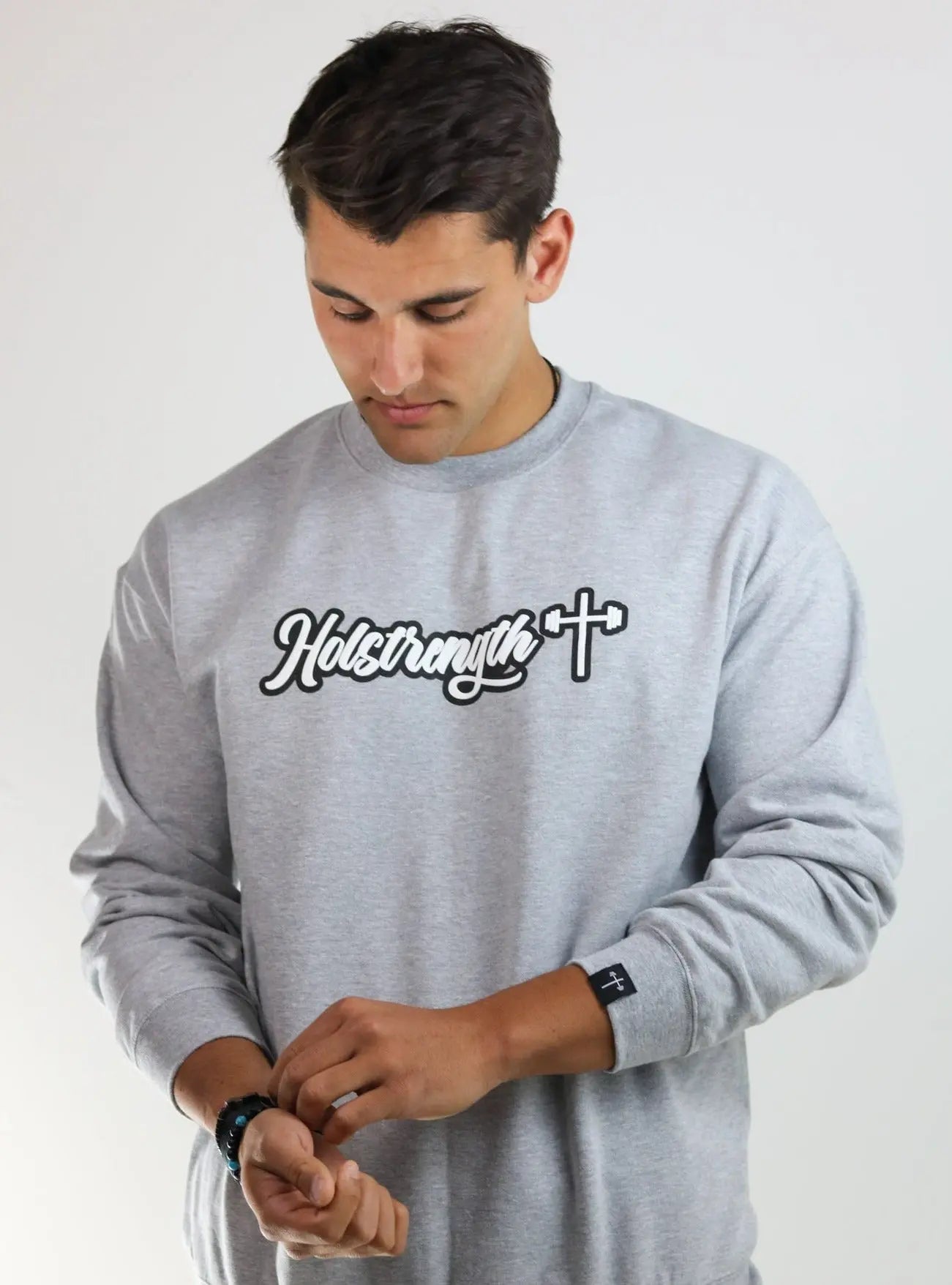 Puff Print Vintage Crew - Grey HolStrength