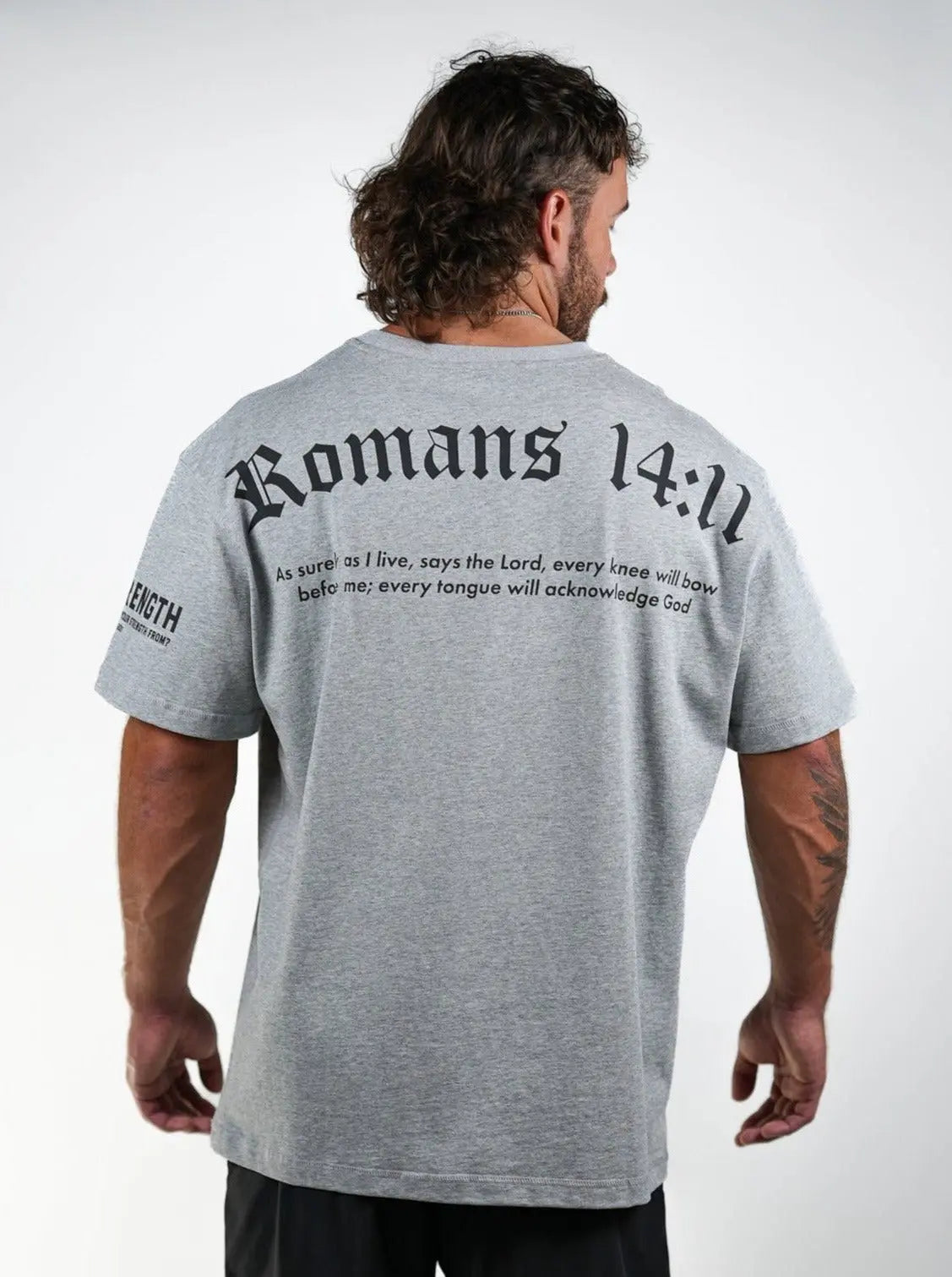 Romans 14:11 Oversized Tee - Heather Grey HolStrength