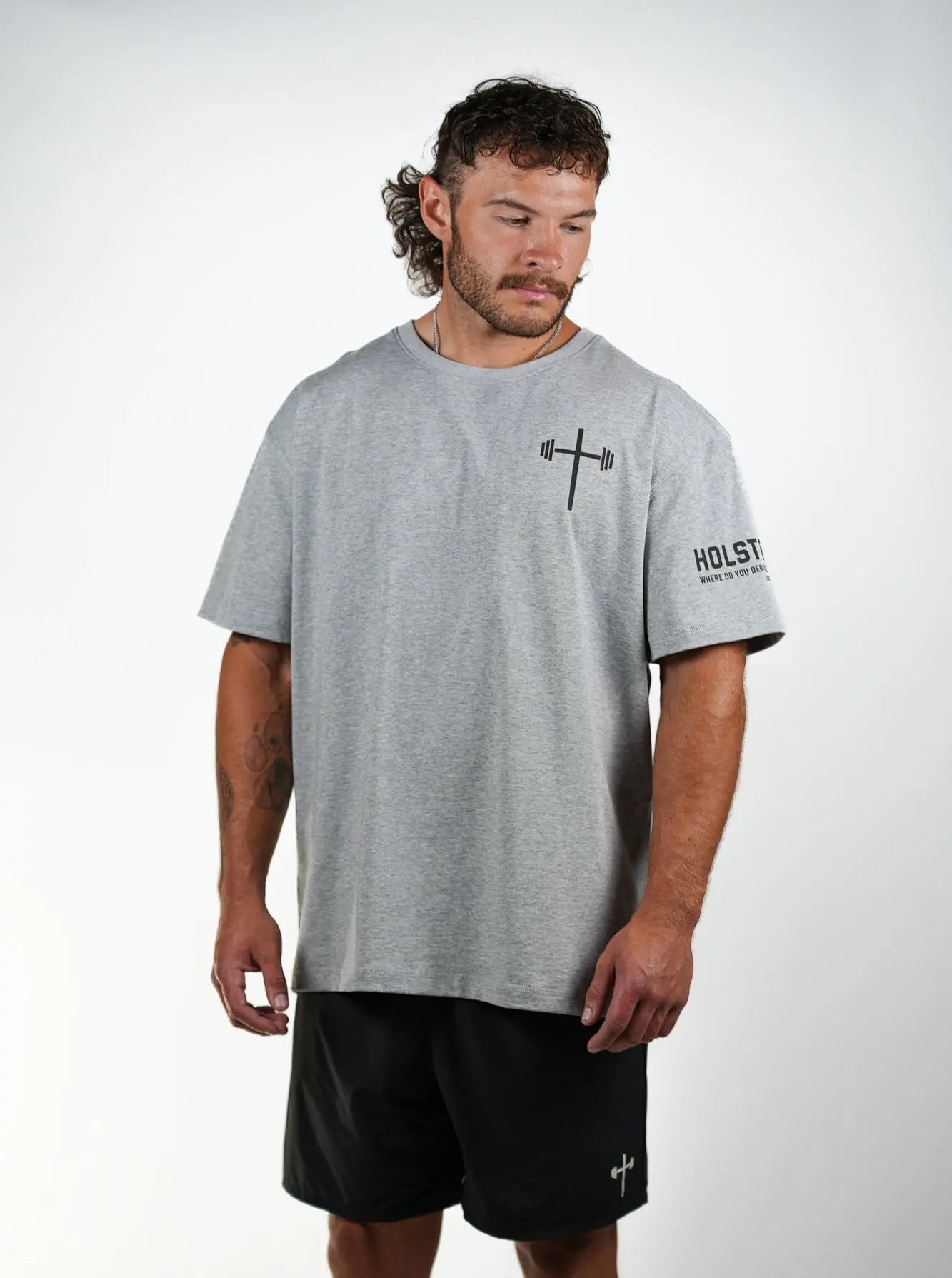 Romans 14:11 Oversized Tee - Heather Grey HolStrength