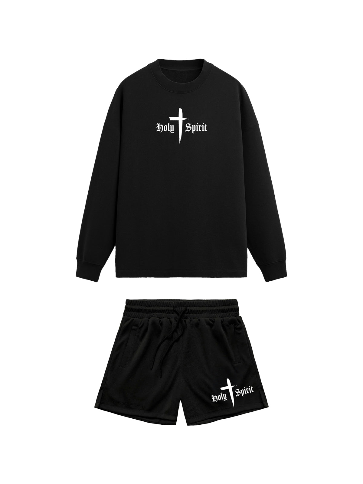 Holy Spirit Comfort Crewneck/Short Set - Black