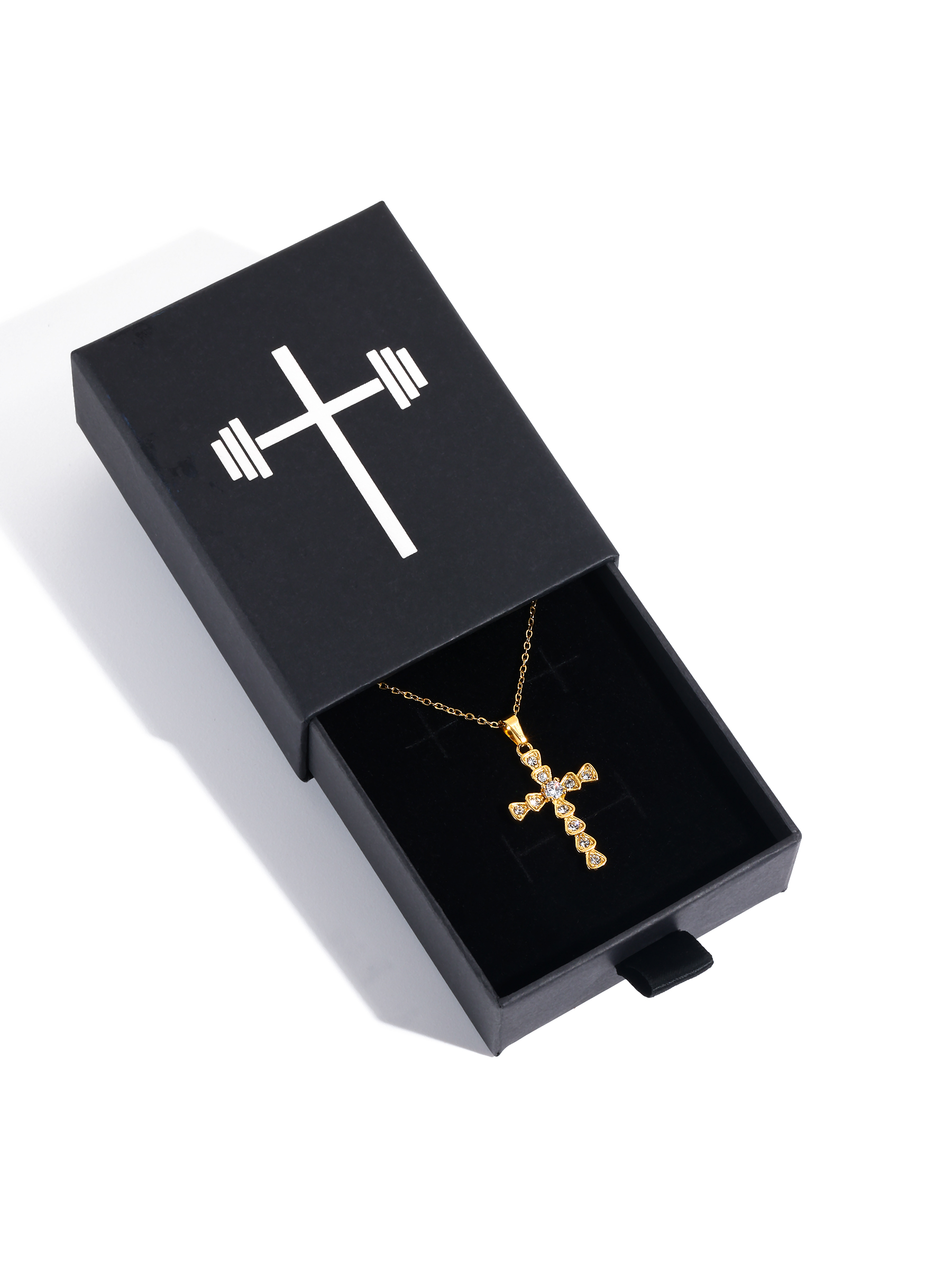 Studded Cross Pendant Necklace