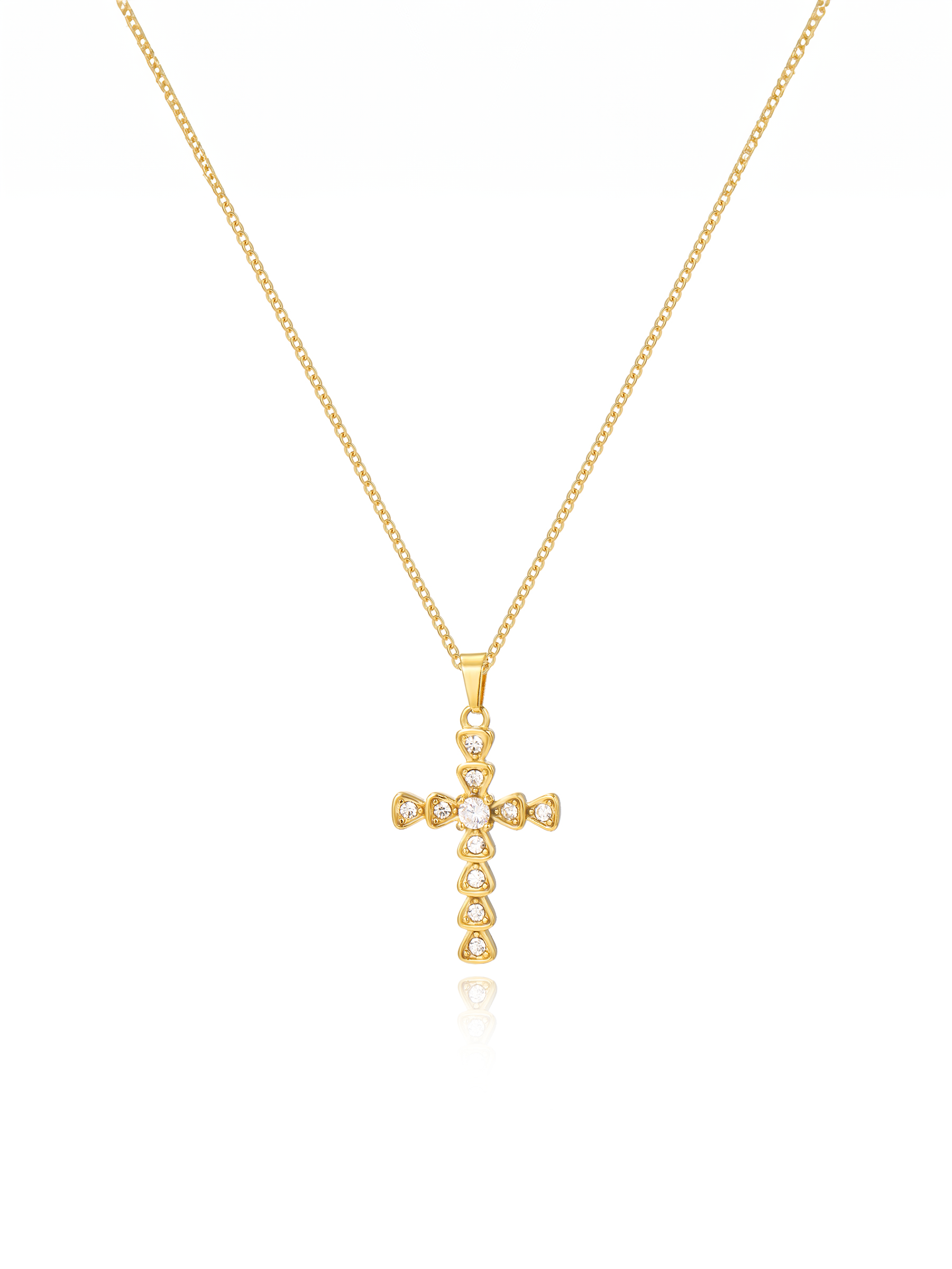 Studded Cross Pendant Necklace